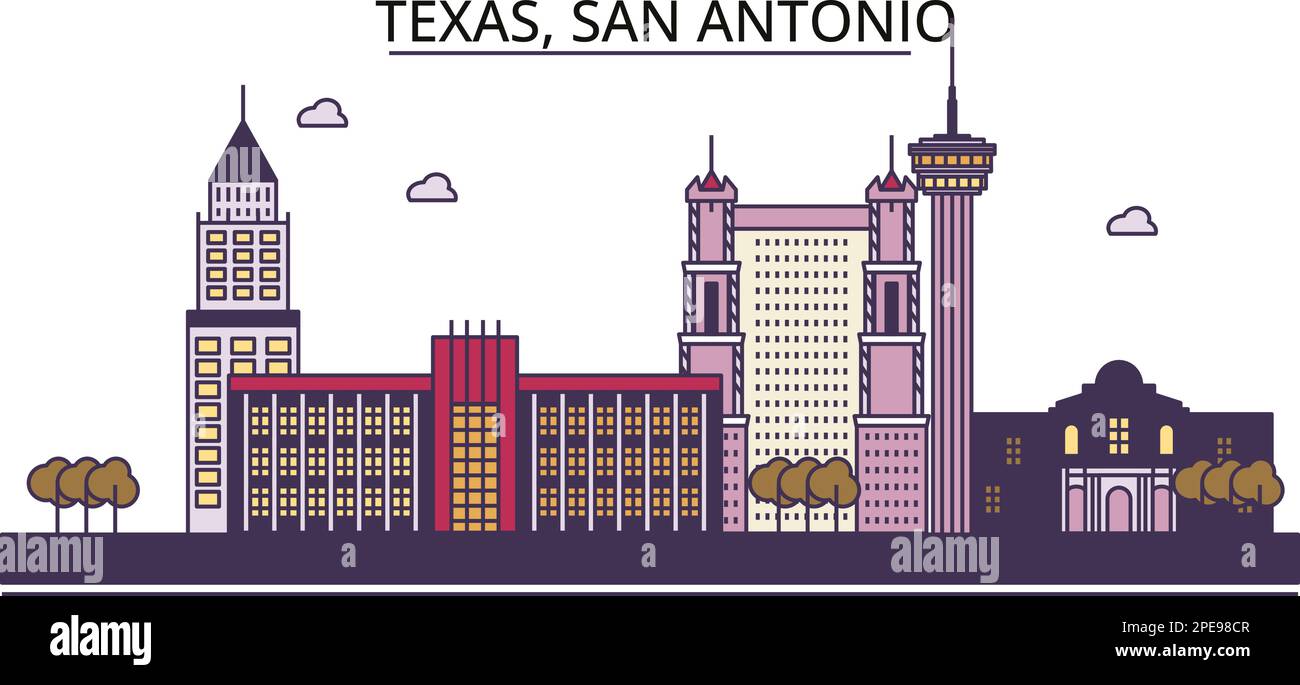 United States, San Antonio tourism landmarks, vector city travel illustration Stock Vector