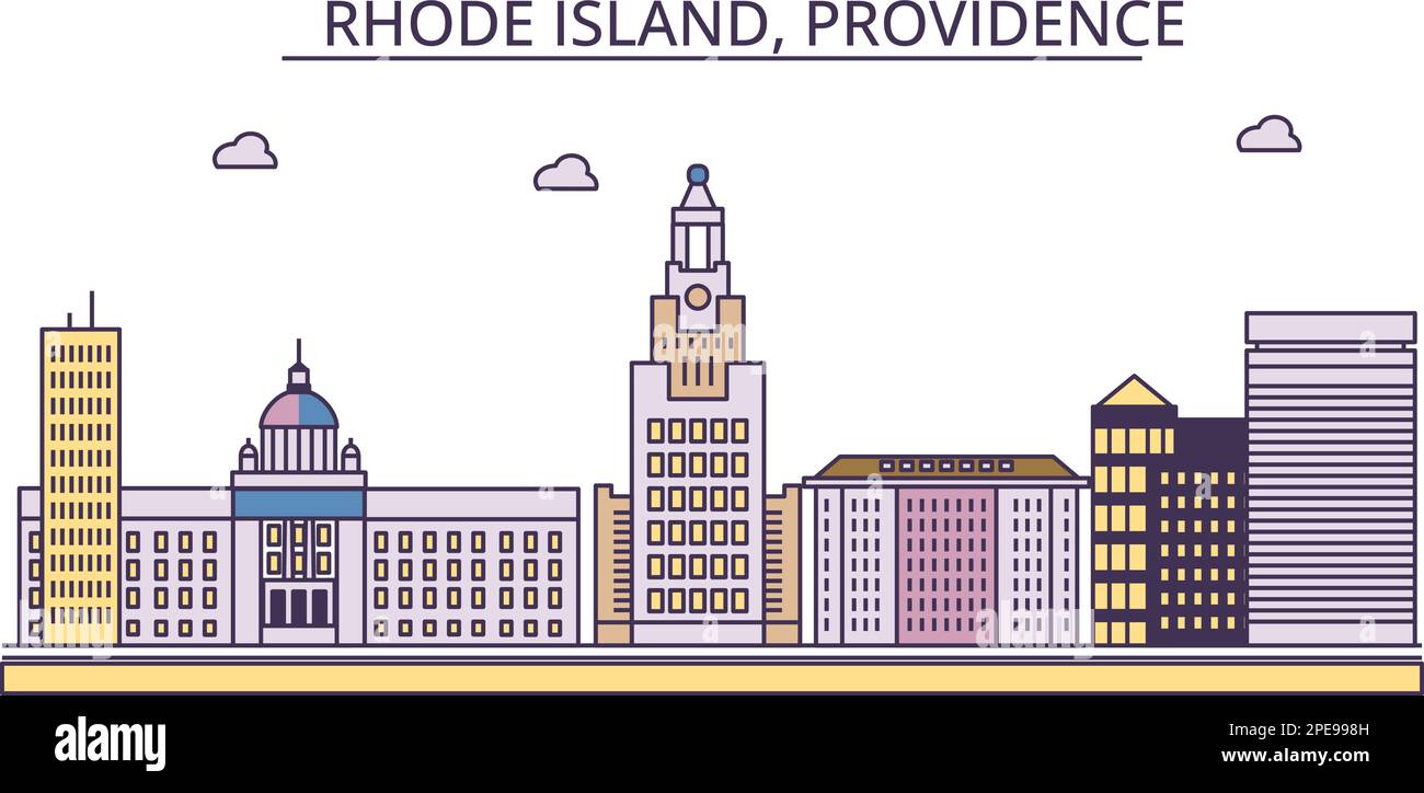 United States, Providence tourism landmarks, vector city travel illustration Stock Vector