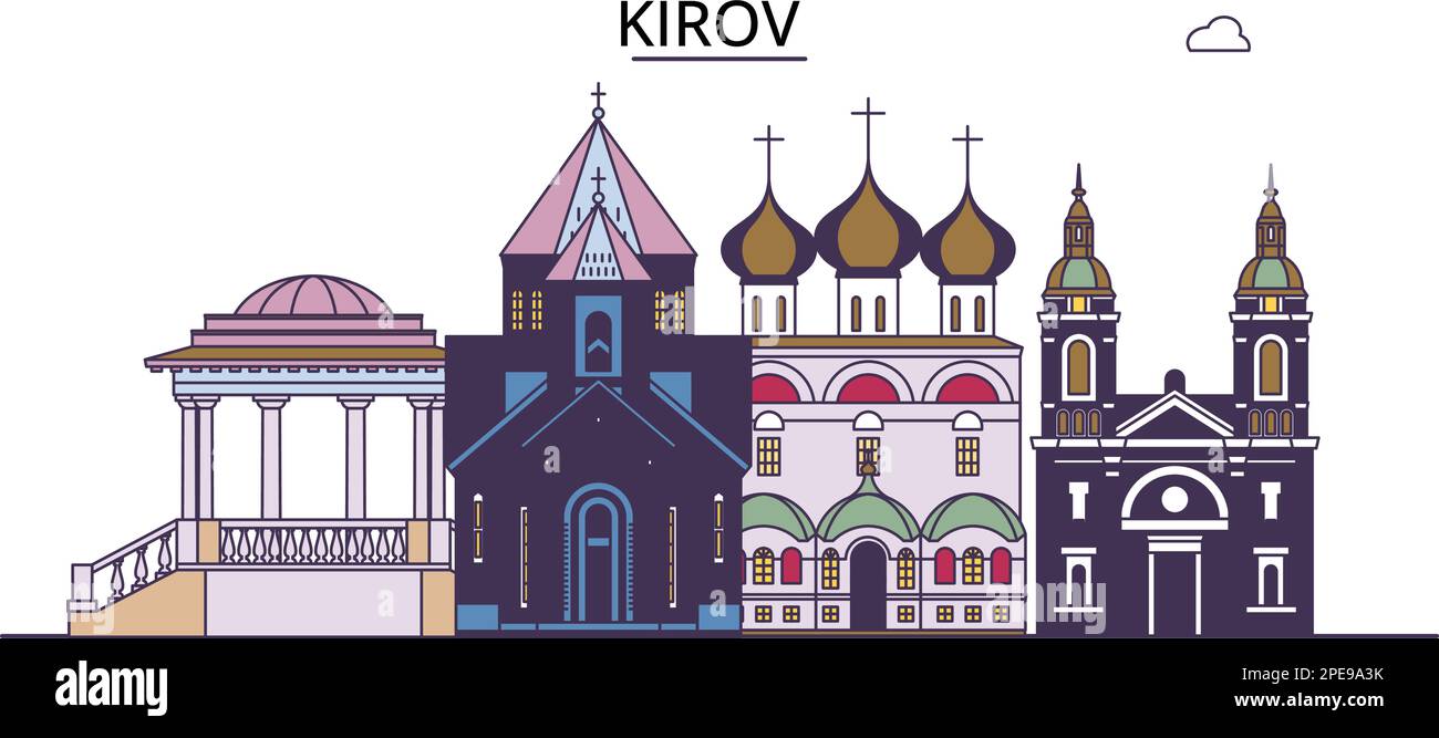 Russia, Kirov tourism landmarks, vector city travel illustration Stock Vector