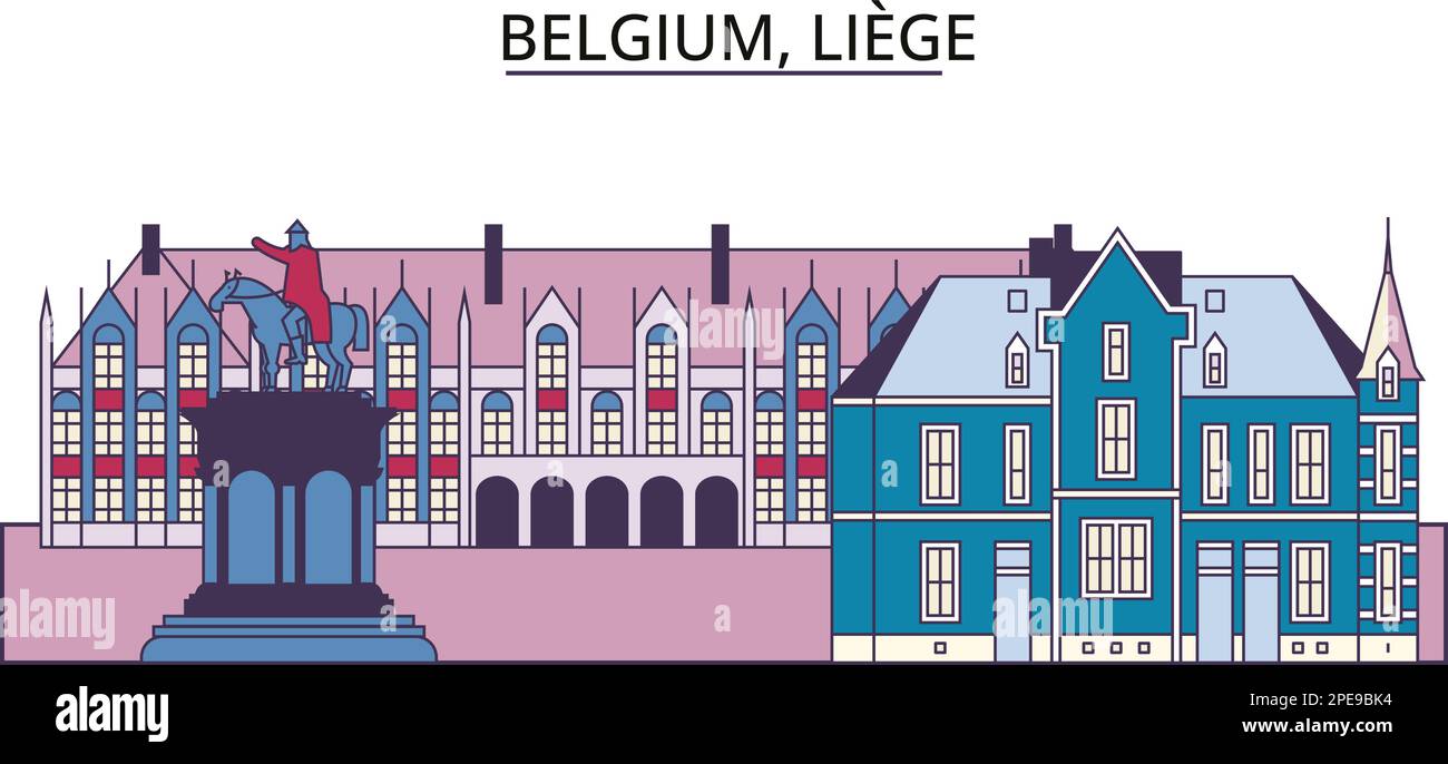 Belgium, Liege tourism landmarks, vector city travel illustration Stock Vector
