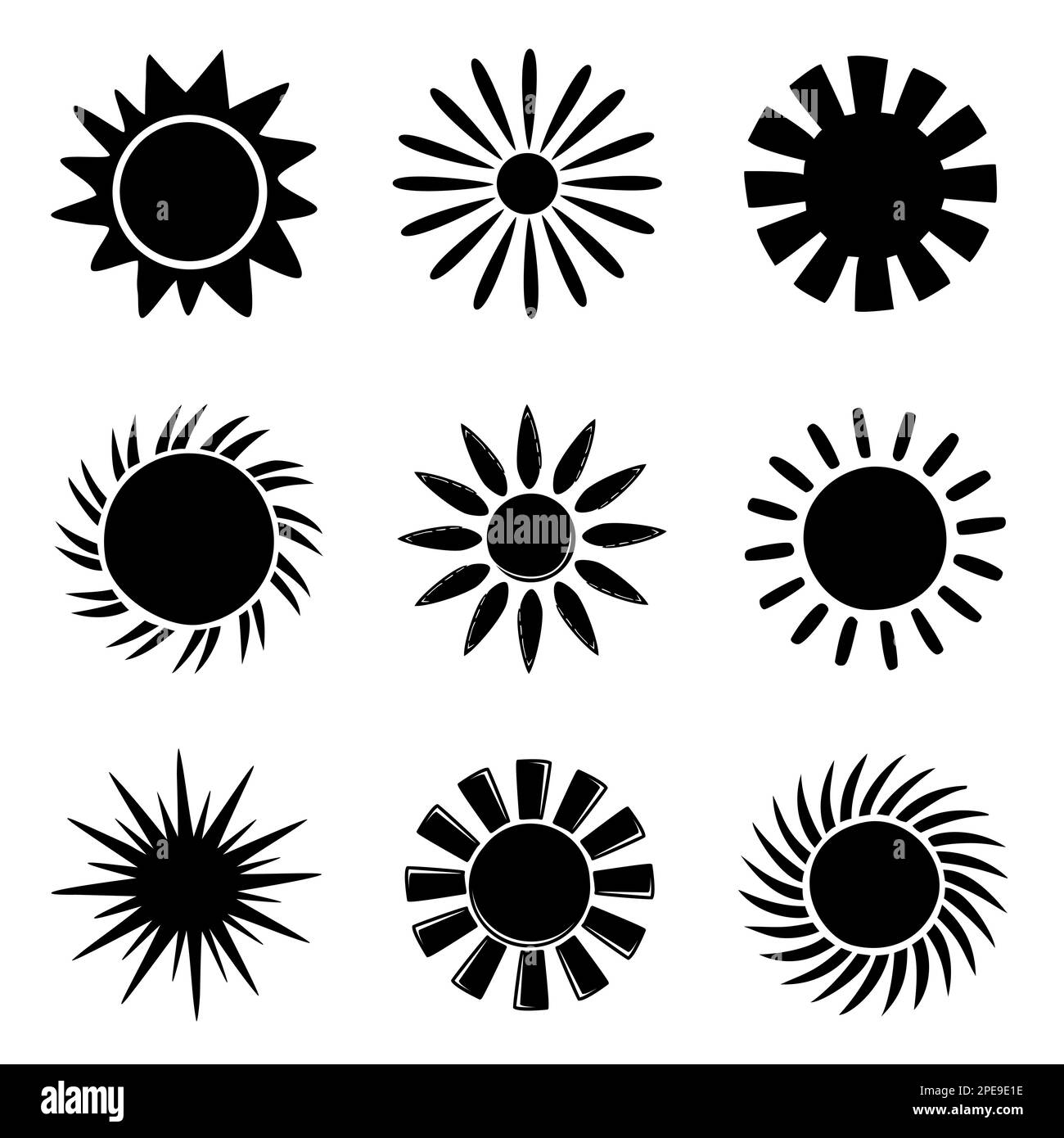 Sun icon set clipart. Vector flat design. Sun collection stars for use ...