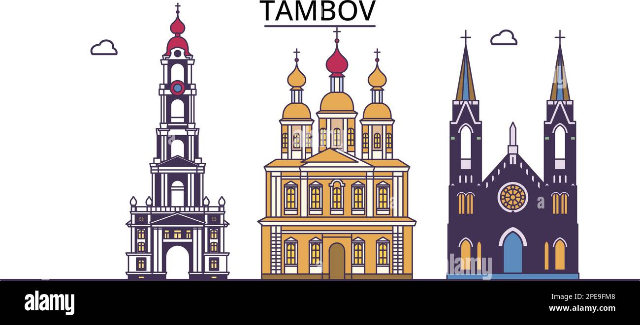 Tambov Russia, Tambov tourism landmarks, vector city travel illustration Stock ...