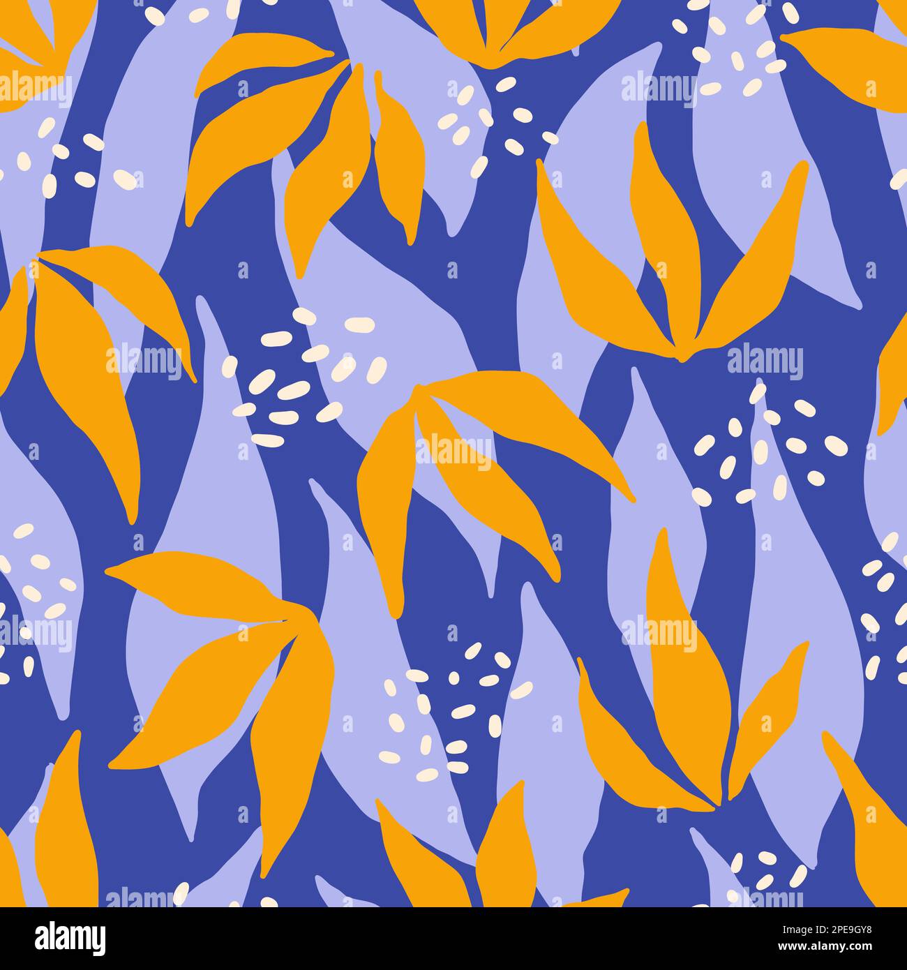 Seamless abstract botanical patterns. Primitive leaf prints, background designs. Repeating