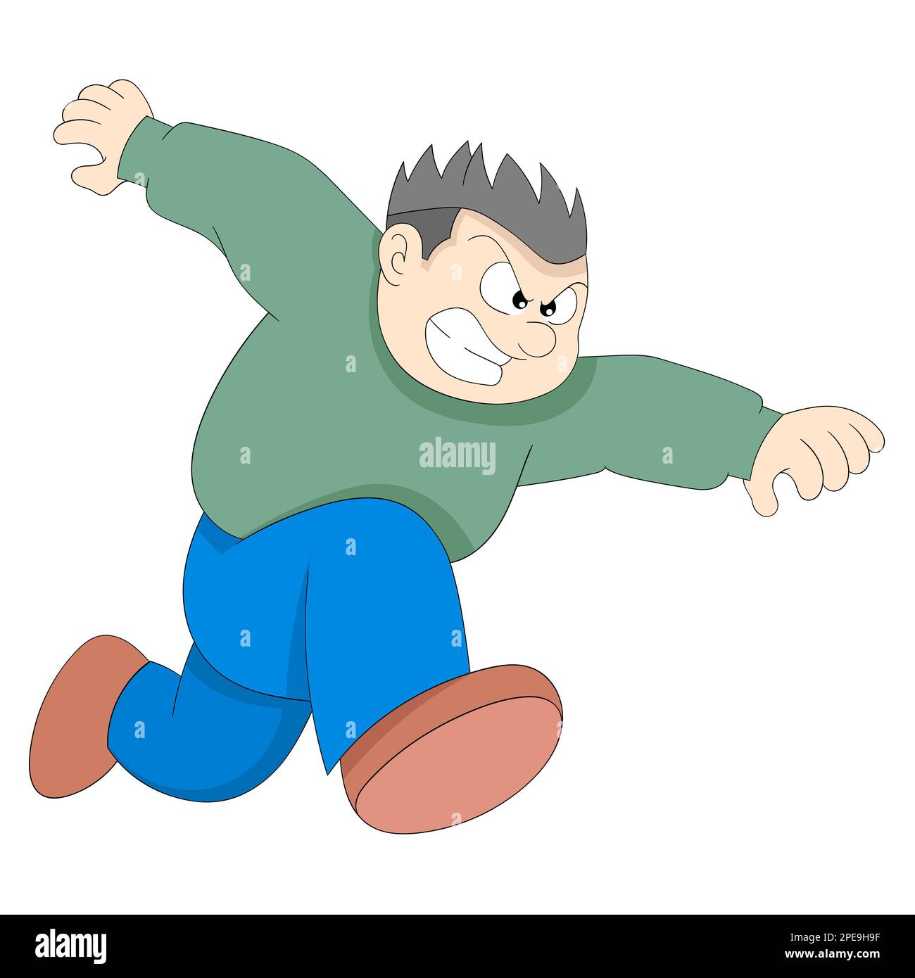 a fat agile man with an excited face Stock Vector