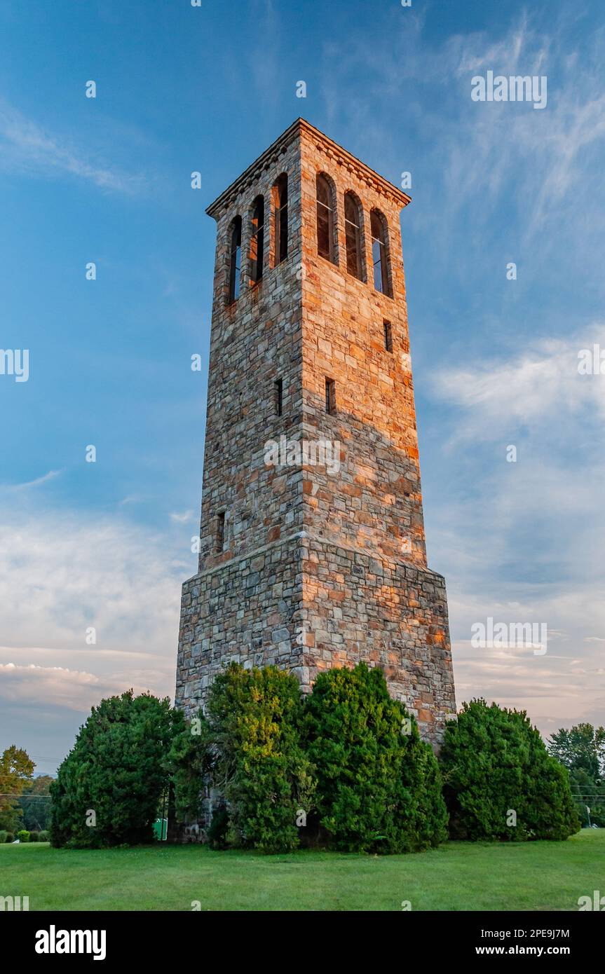 Sunset at Lurays Singing Tower, Virginia USA, Luray, Virginia Stock Photo