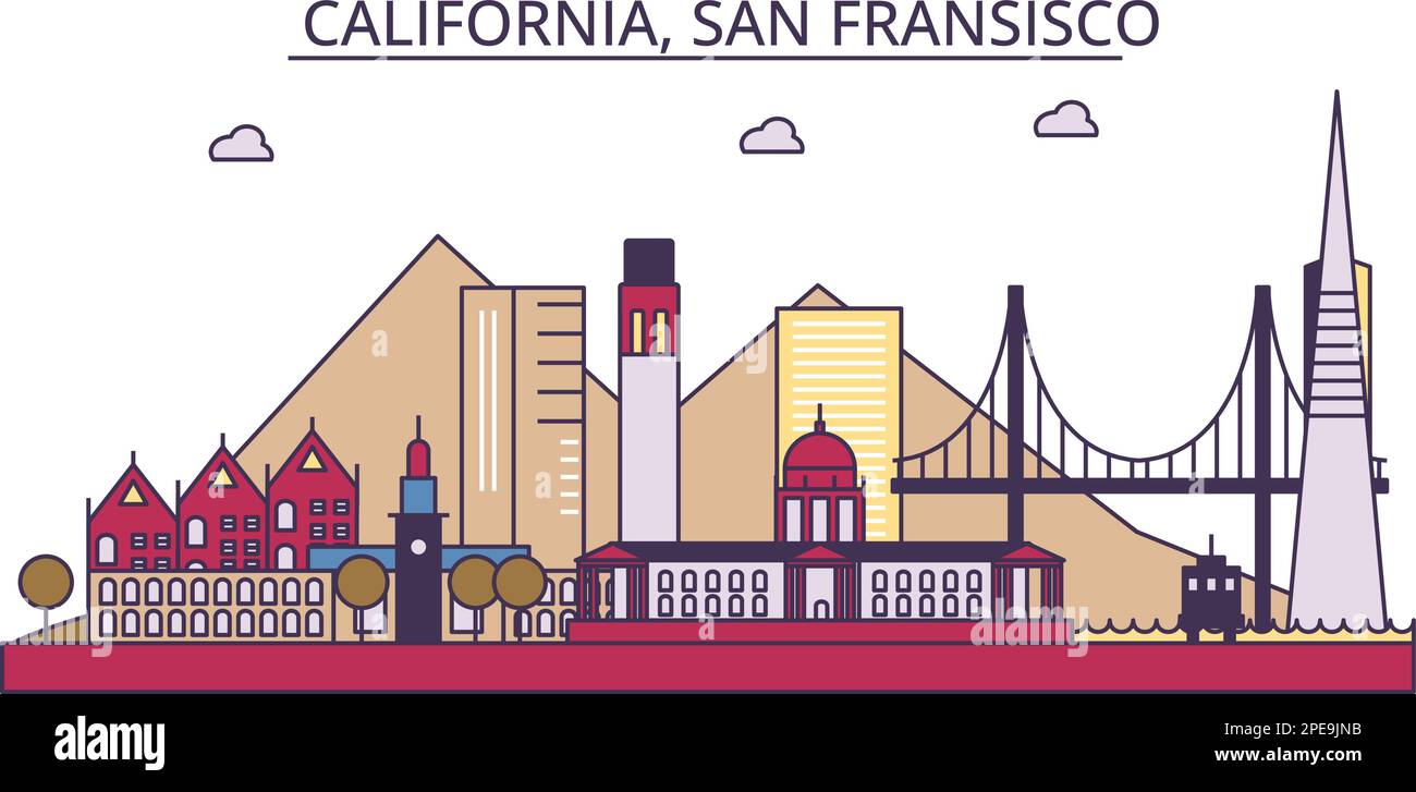 United States San Francisco tourism - United States San Francisco Tourism Landmarks Vector City Travel Illustration 2PE9JNB 