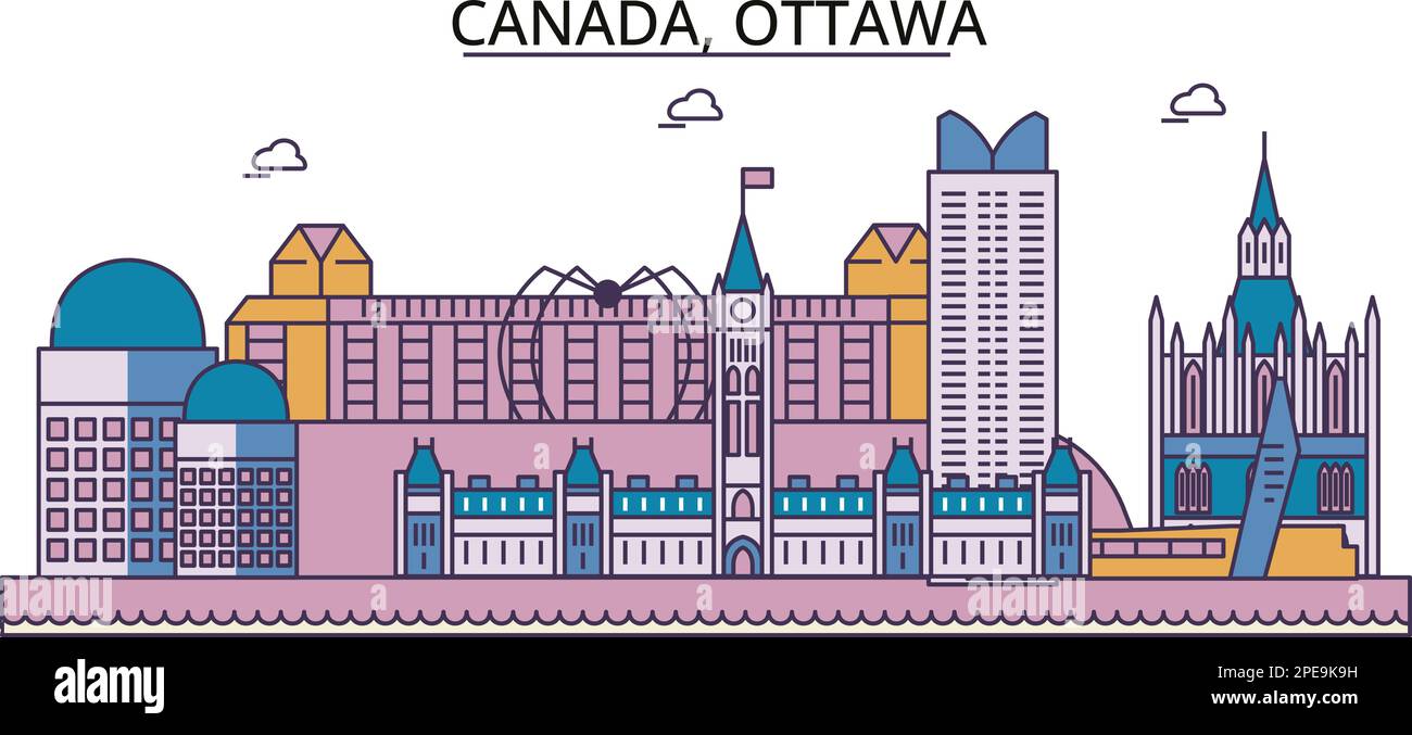 Canada, Ottawa tourism landmarks, vector city travel illustration Stock Vector