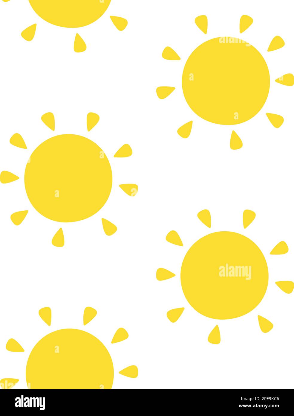 Vector seamless pattern of flat hand drawn sun isolated on white ...
