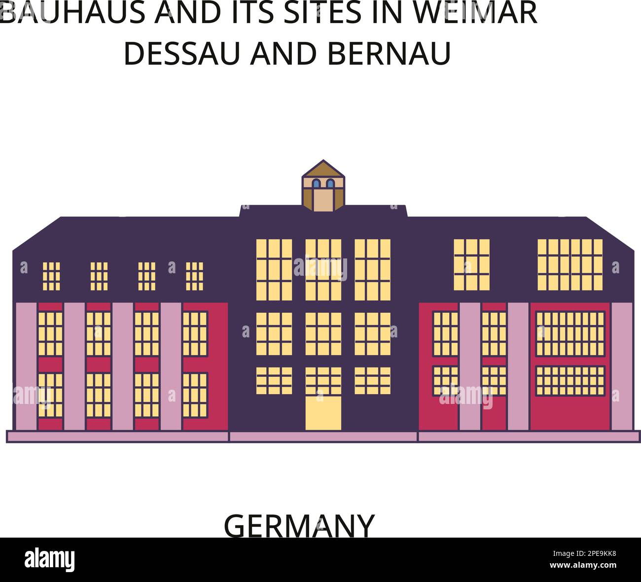 Germany, Weimar,Bauhaus tourism landmarks, vector city travel illustration Stock Vector