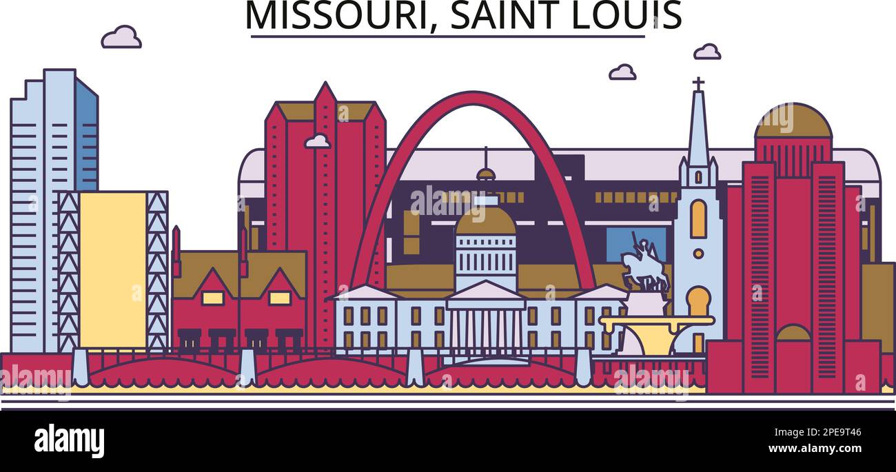 United States, Saint Louis tourism landmarks, vector city travel illustration Stock Vector