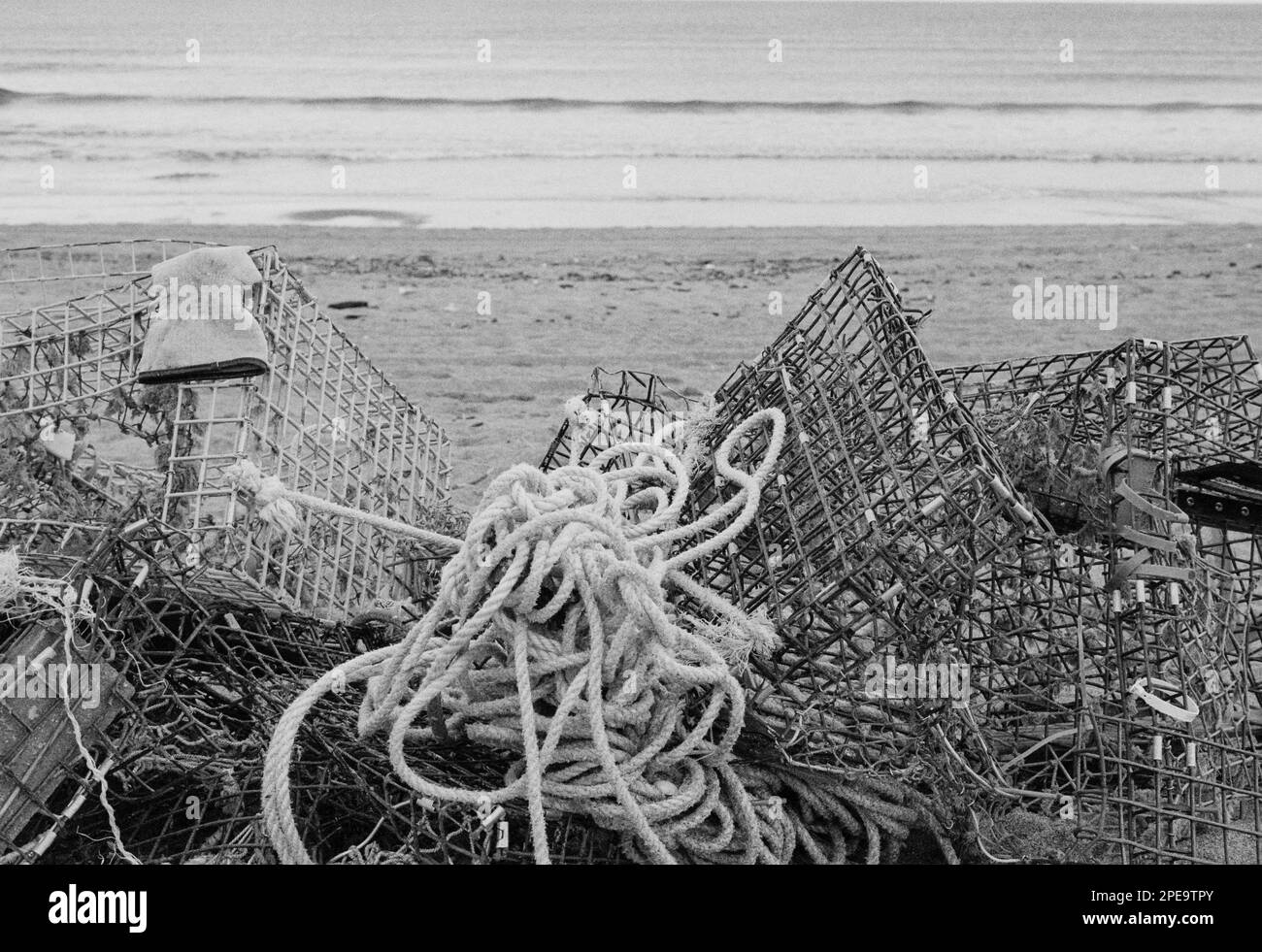 Used lobster traps Black and White Stock Photos & Images Alamy