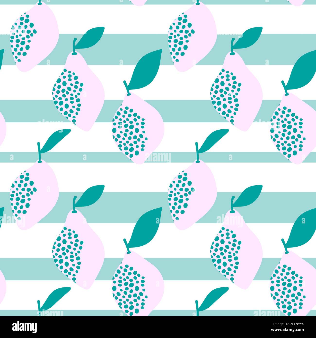 Cartoon summer fruit seamless lemon and polka dots pattern for wrapping ...