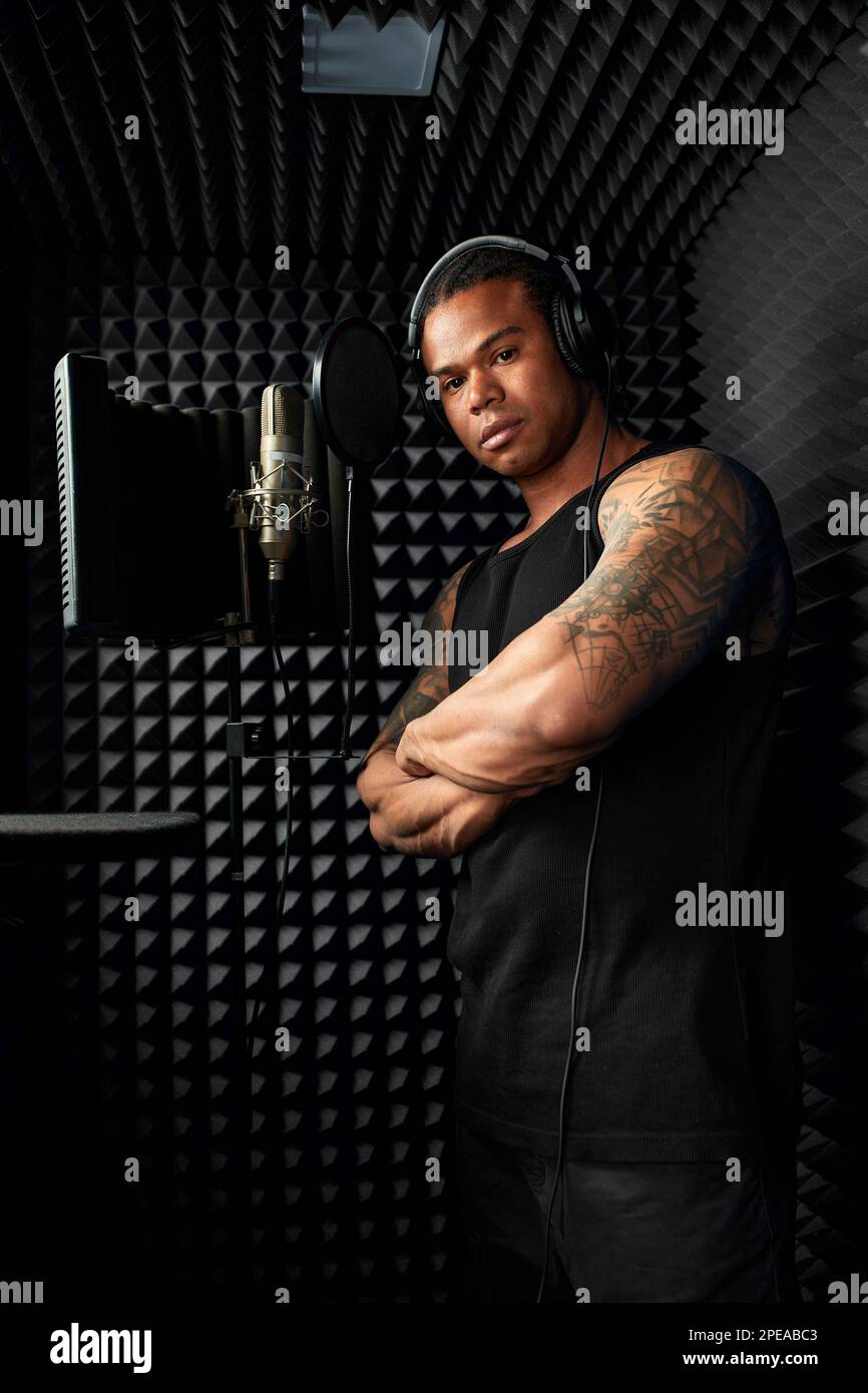 Rap musician singing in studio hi-res stock photography and images - Alamy