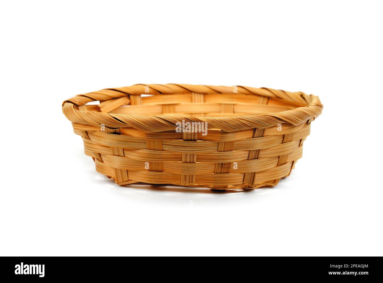 Empty wicker basket on a white background Stock Photo - Alamy
