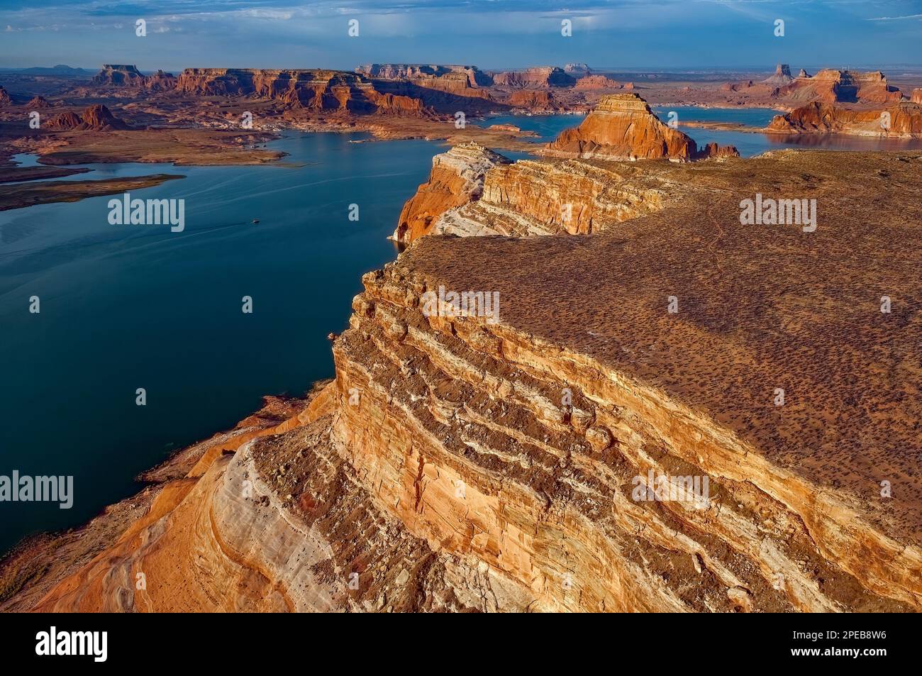 Morning Aerial View of Glen Canyon - Lake Powell Stock Photo