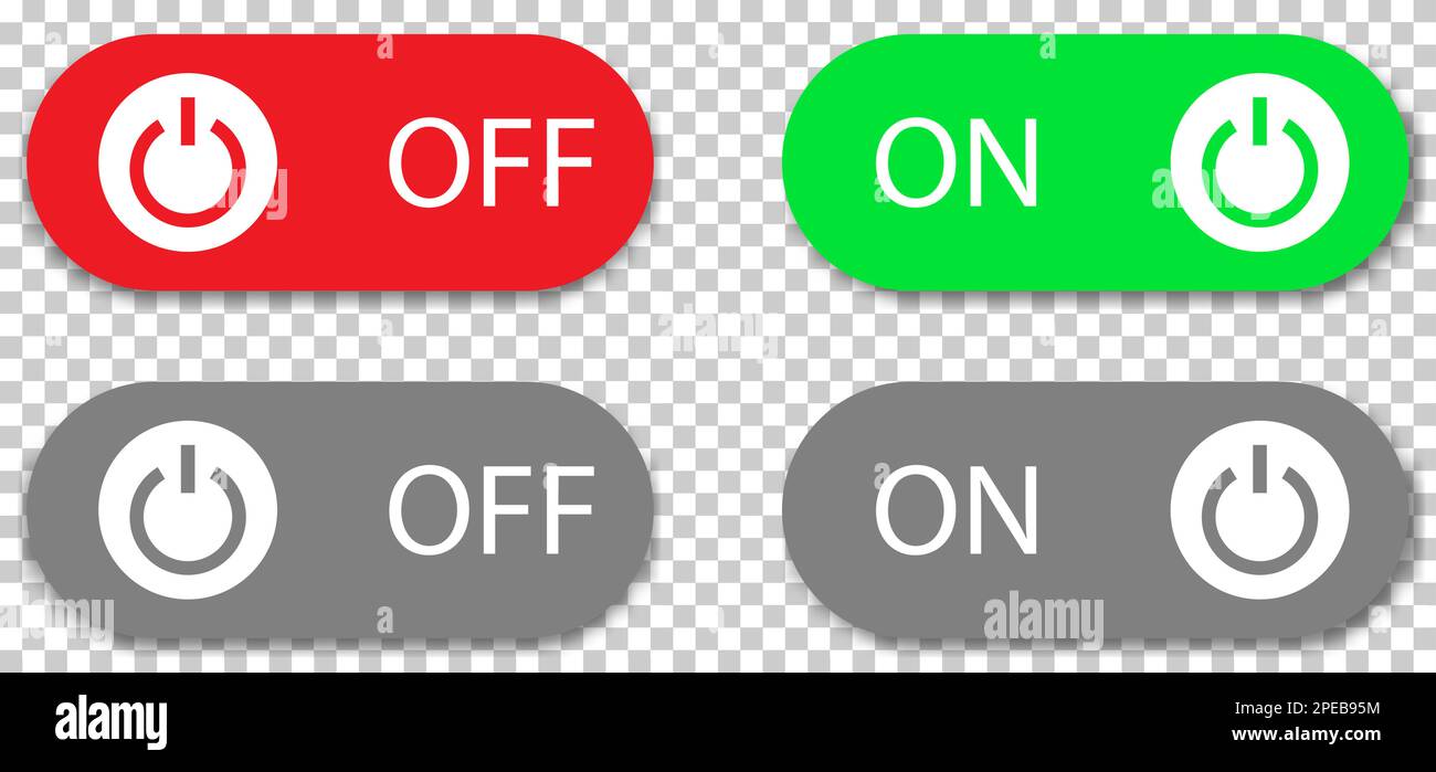 Power buttons with on, off labels. Vector illustration isolated on