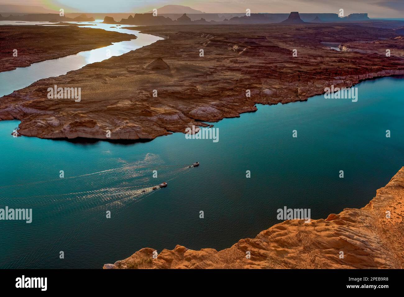 Boating on Lake Powell, AZ Stock Photo