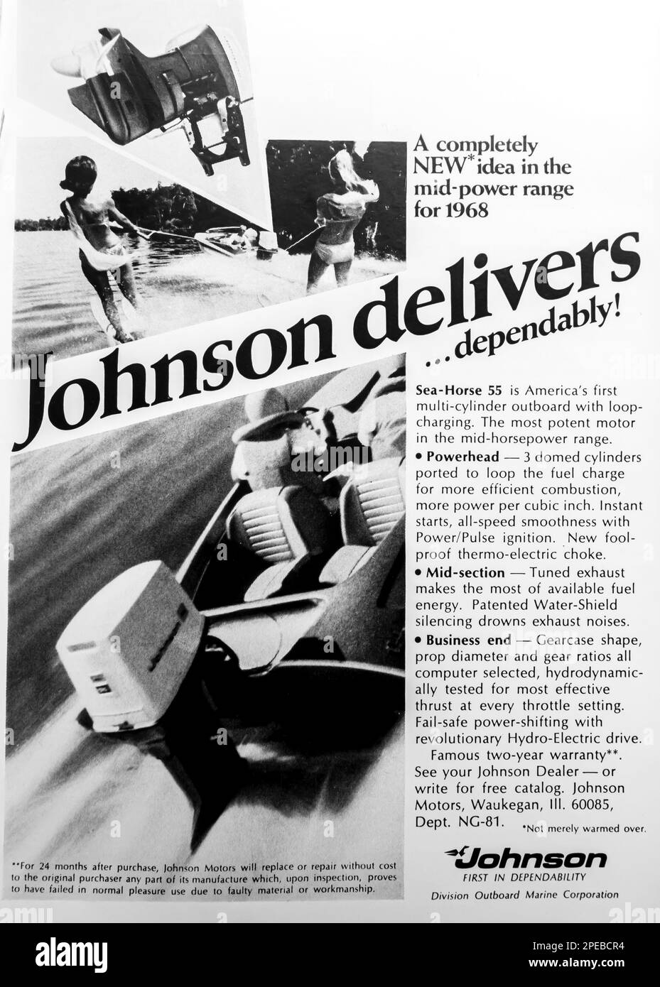 Johnson motors advert in a Natgeo magazine January 1968 Stock Photo Alamy