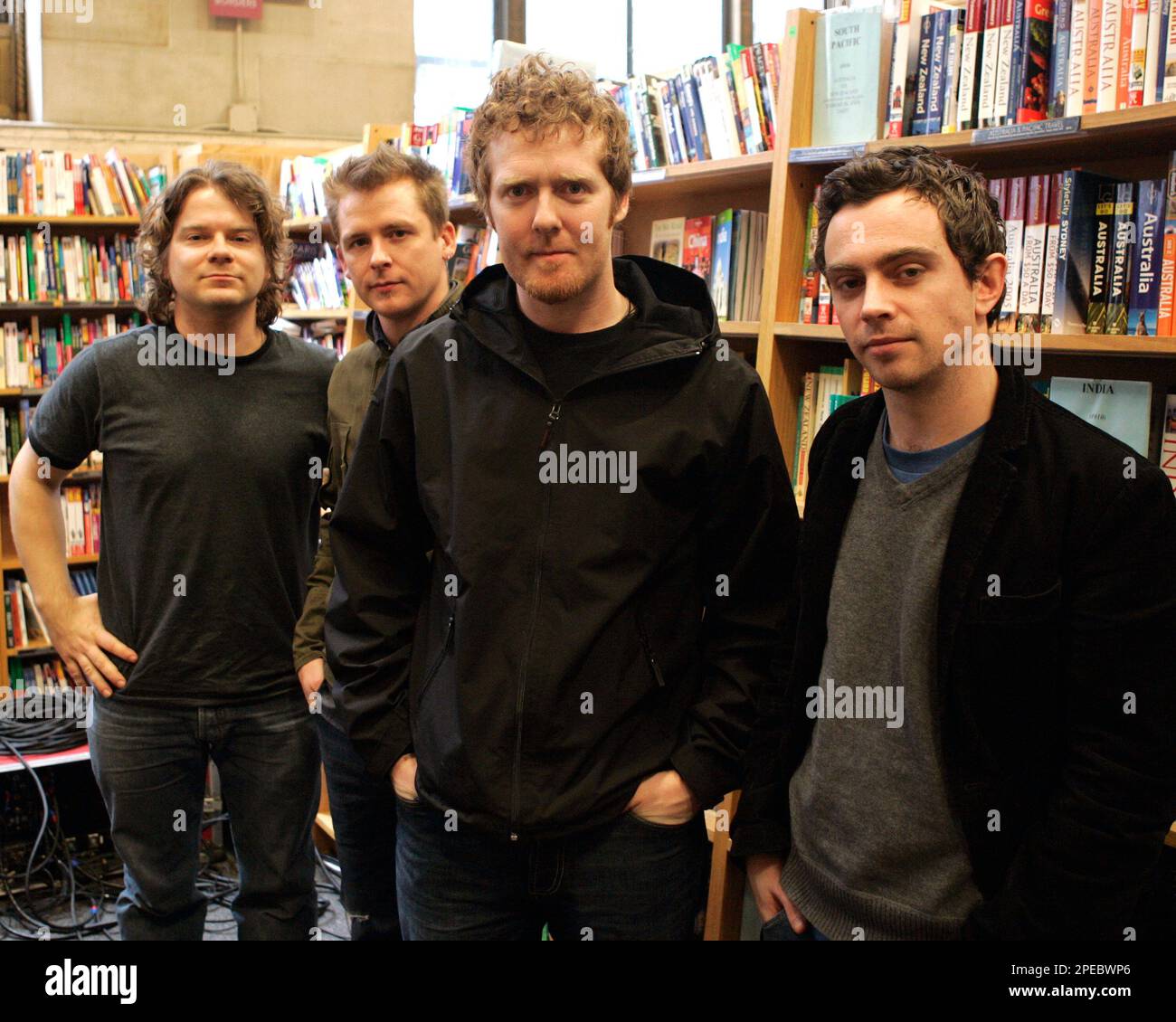 The Dublin, Ireland based rock band, The Frames poses after their acoustic session at Borders