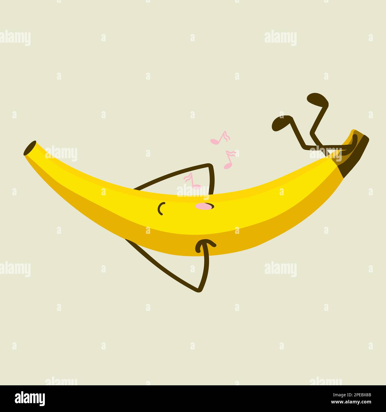 A banana swaying in pleasure whistling to himself Stock Vector