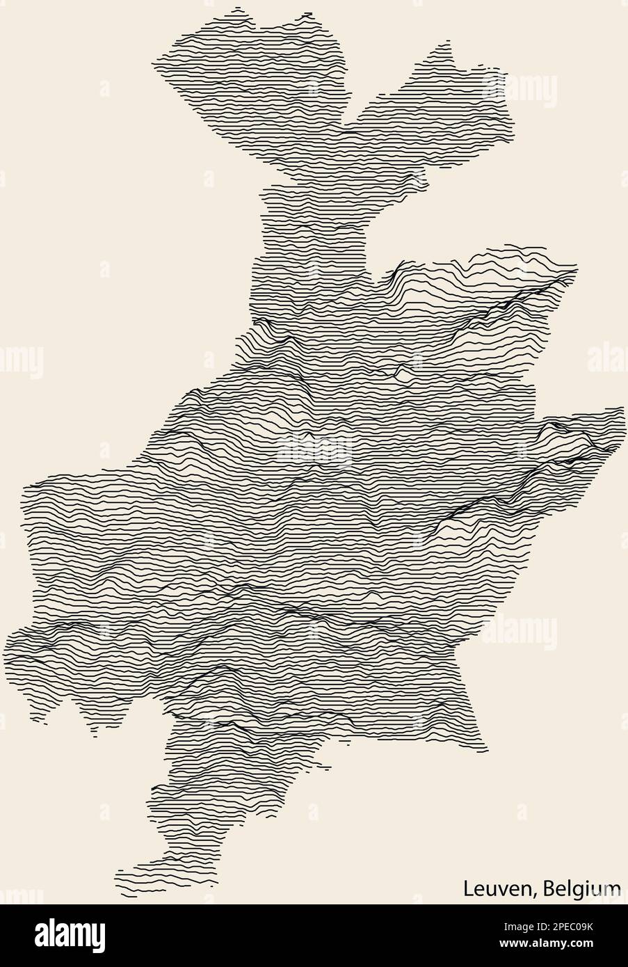 Topographic relief map of LEUVEN, BELGIUM Stock Vector