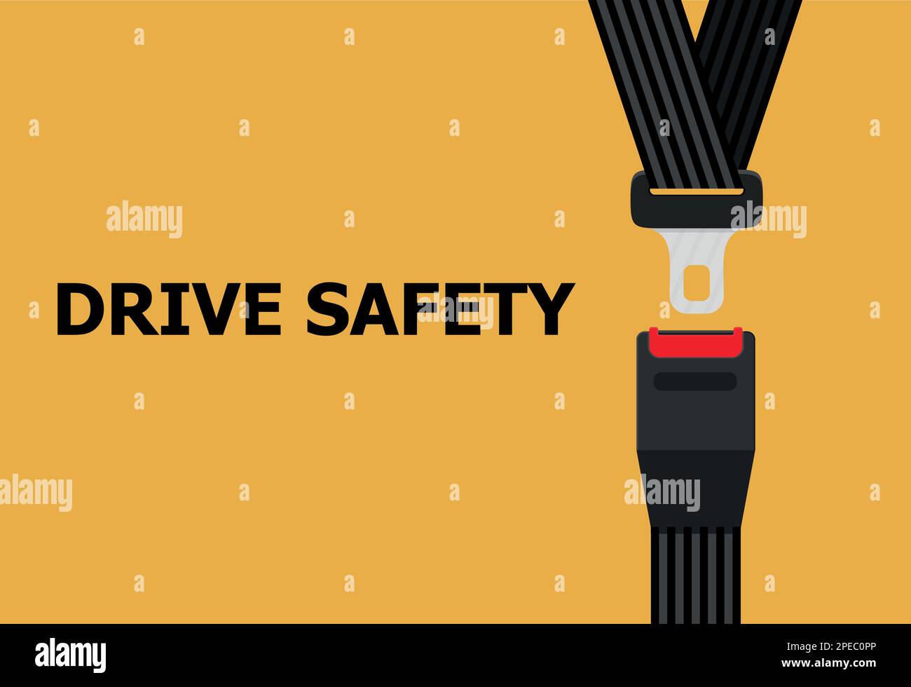 Traffic safety poster for drivers with realistic passenger seat belt