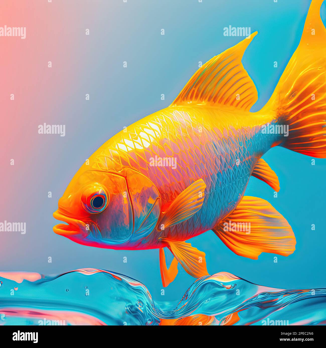 Neon fish in neon colors. Pop style modern art Stock Photo Alamy