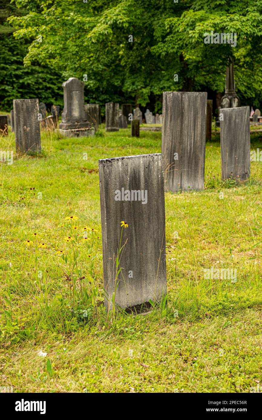An old cemetery in the small Massachusetts town of Warwick Stock Photo