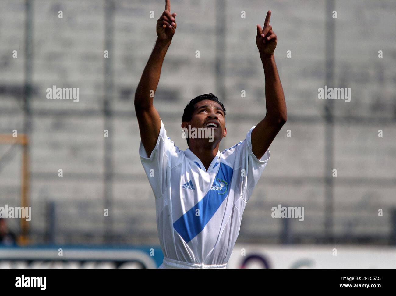 Edwin Villatoro,from Guatemala, celebrates after scoring the first goal