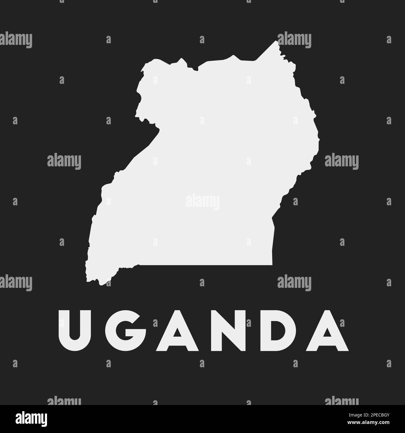 Uganda icon. Country map on dark background. Stylish Uganda map with country name. Vector illustration. Stock Vector