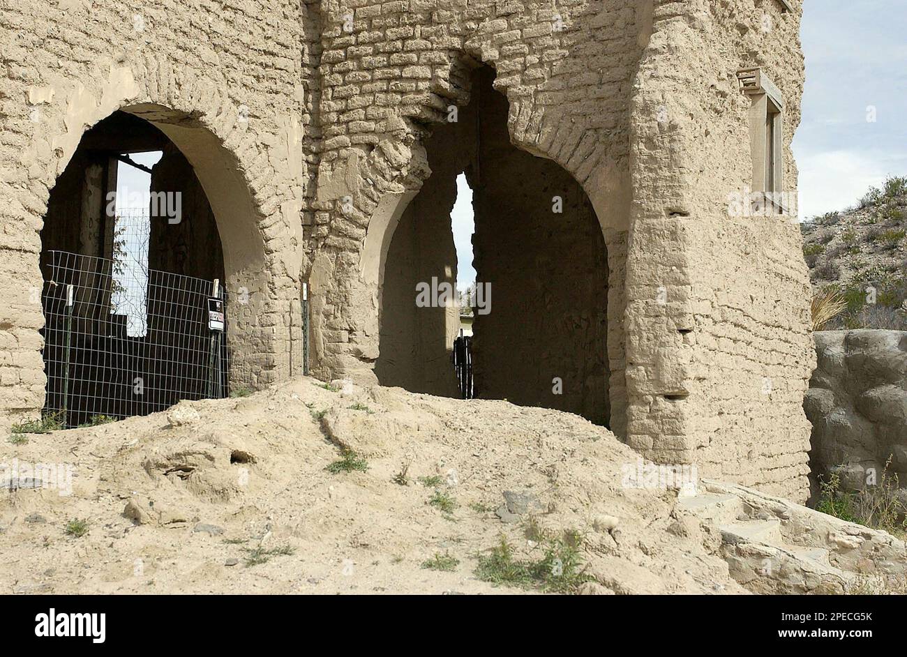 A large mound that was once a tower on the adobe Mission del Sagrado ...