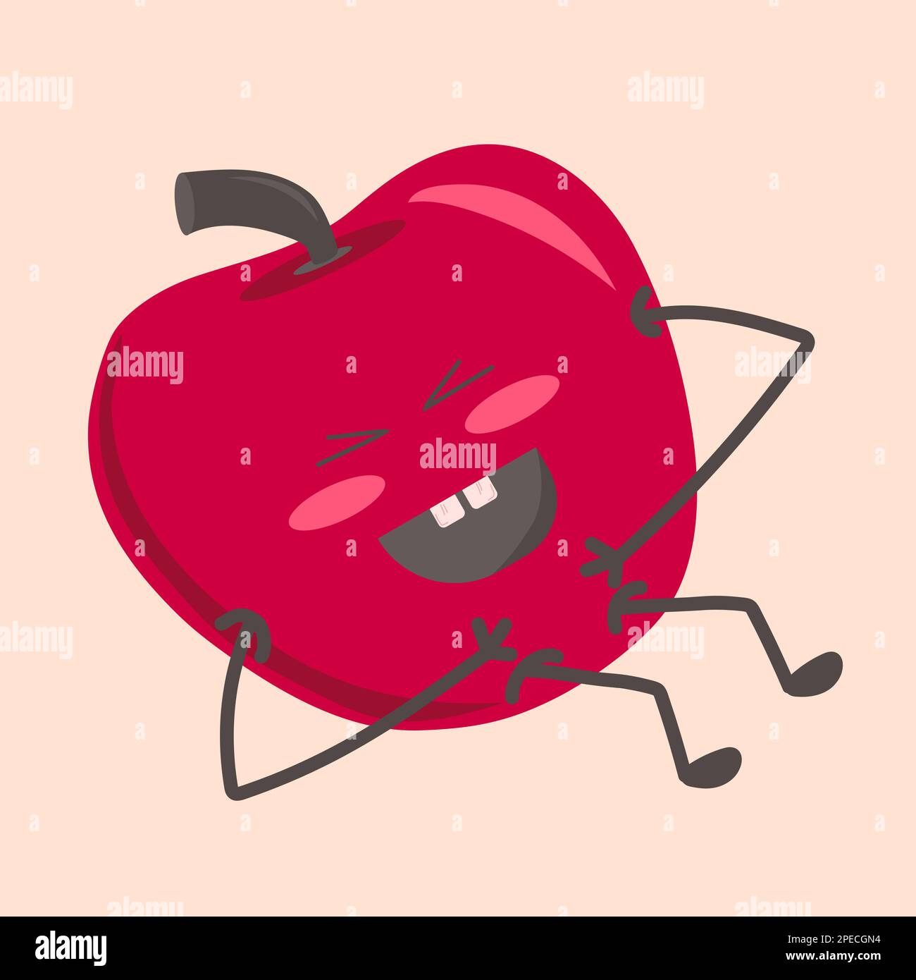 An apple rolling with laughter Stock Vector