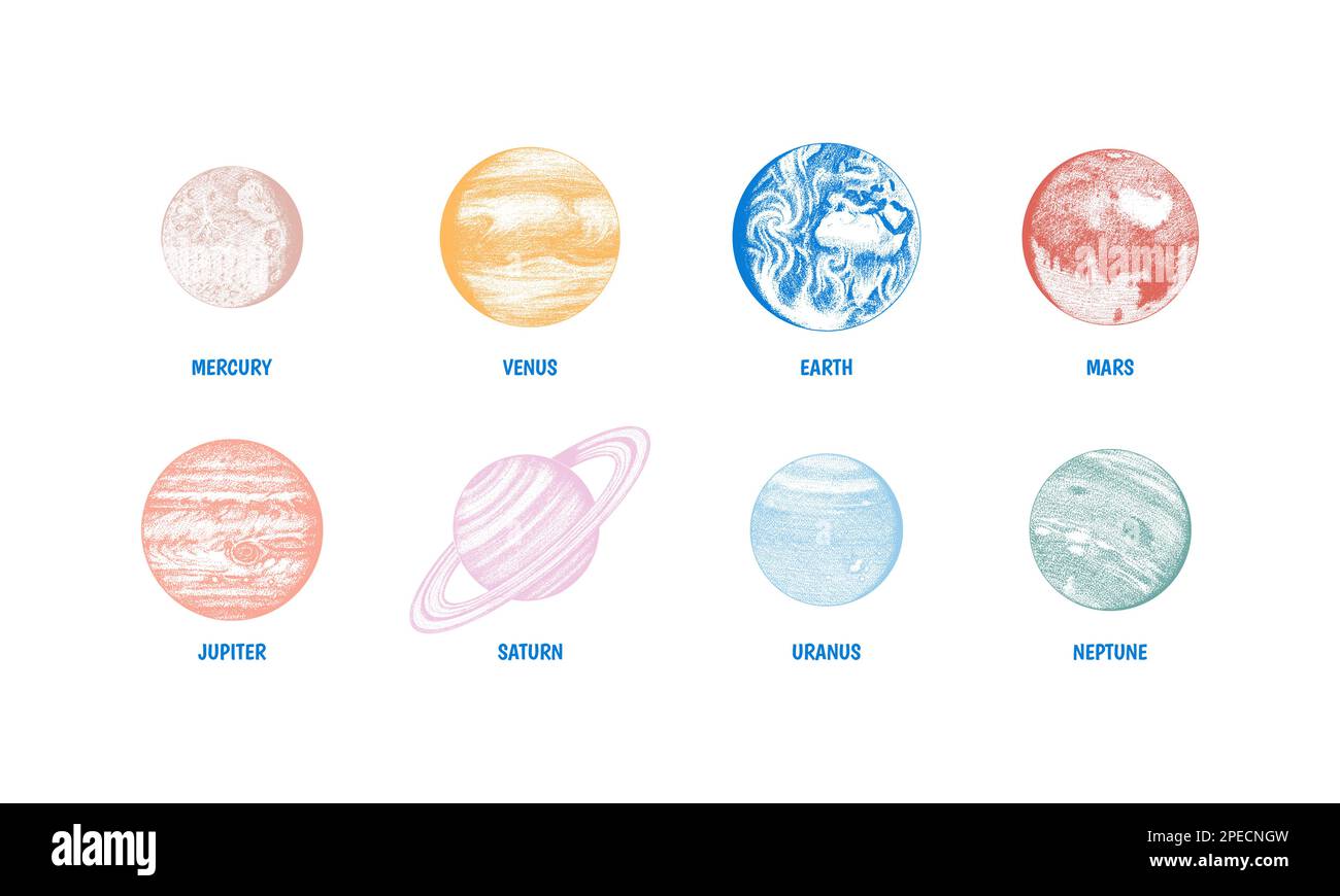 in solar system. Moon and the sun, mercury and earth, mars and