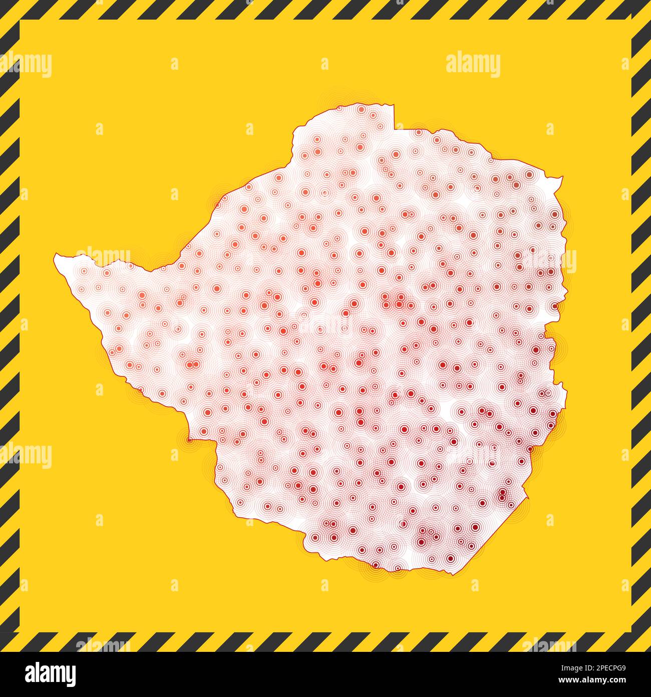 Zimbabwe closed virus danger sign. Lock down country icon. Black