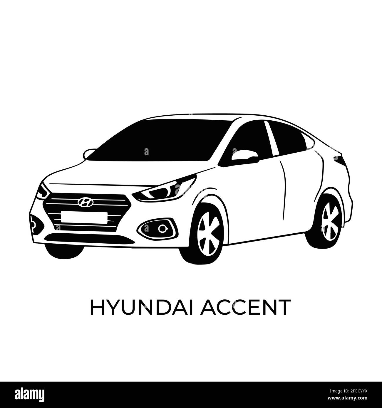 Vector silhouettes, icons of Hyundai brand cars Stock Vector Image