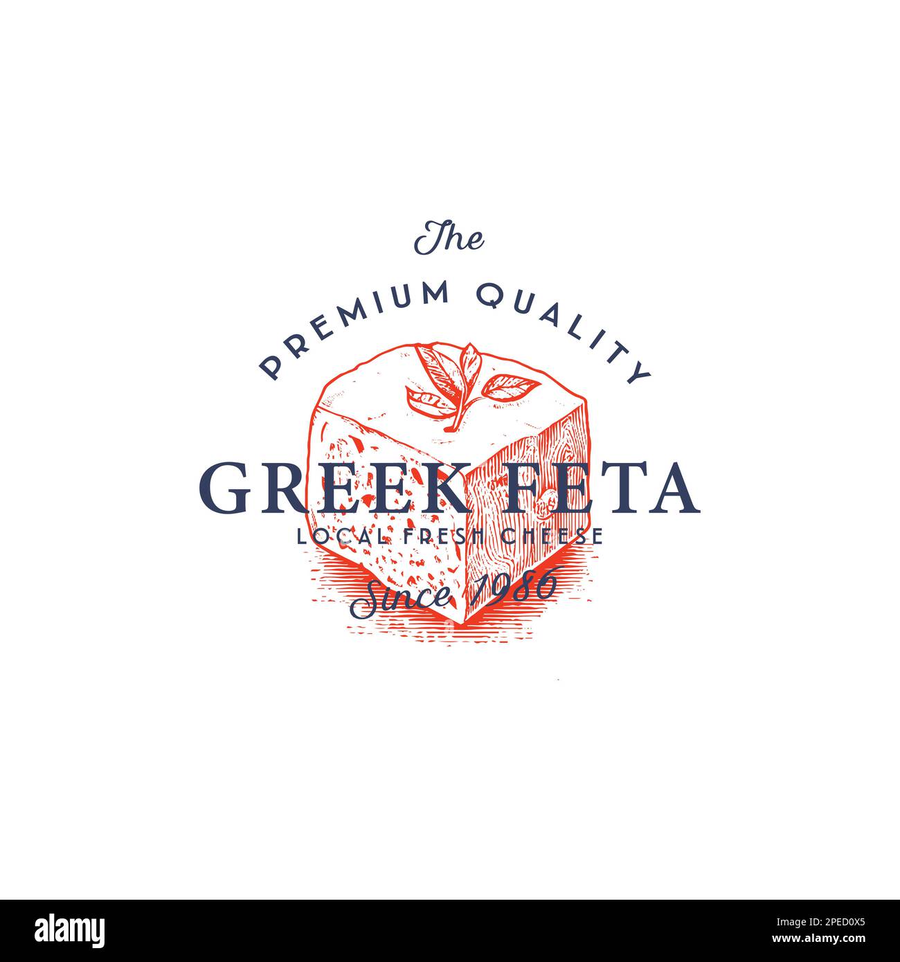 Premium Local Feta cheese Food Label Template. Abstract Vector