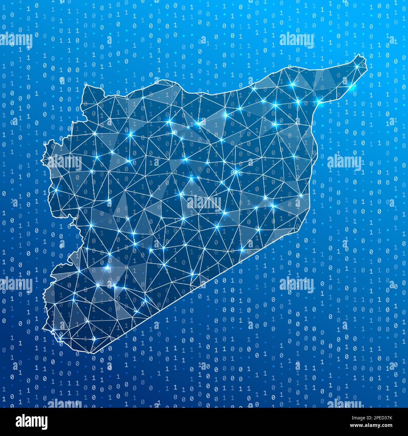 Network map of Syria. Country digital connections map. Technology, internet, network, telecommunication concept. Vector illustration. Stock Vector