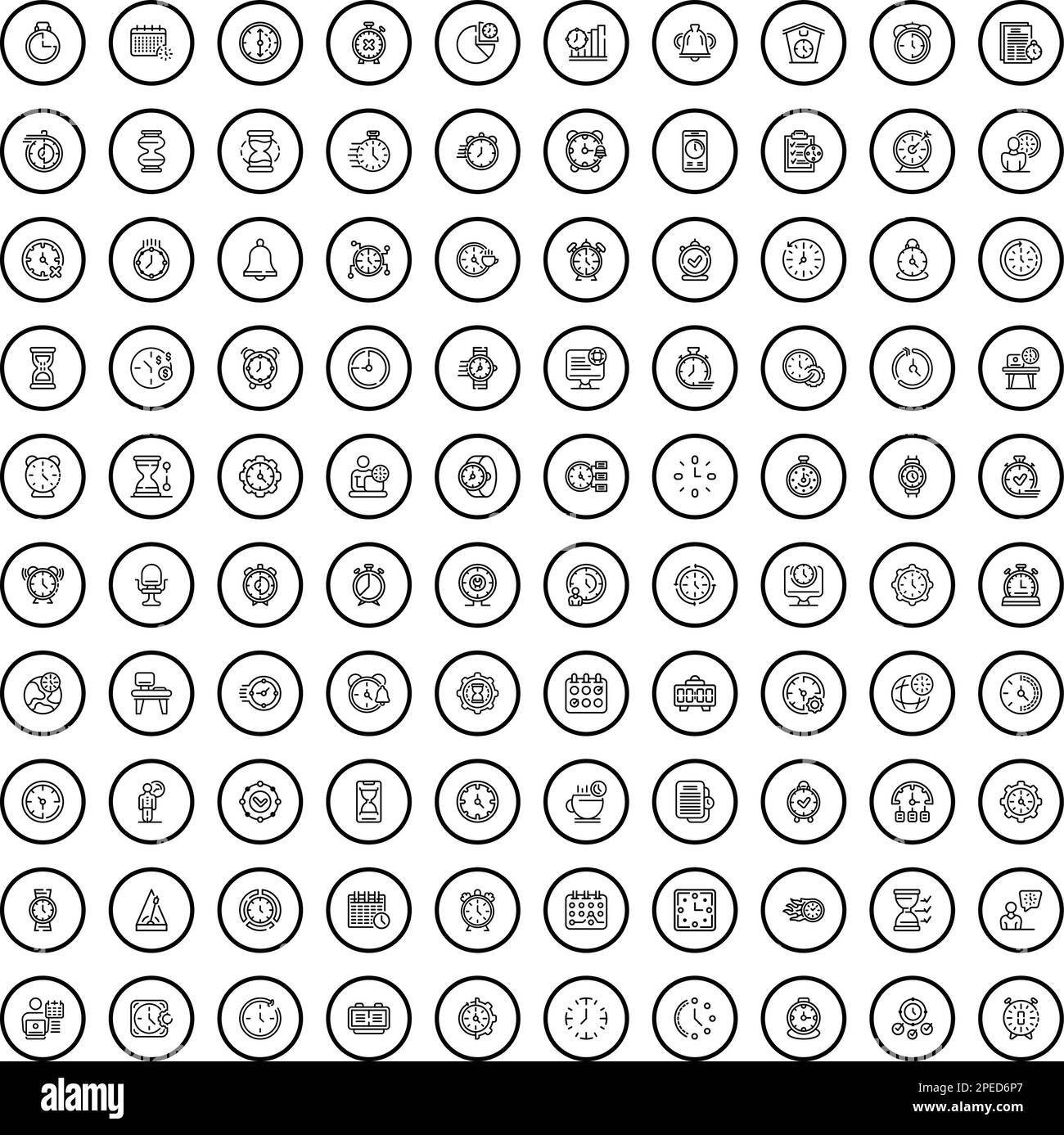 100 clock icons set. Outline illustration of 100 clock icons vector set ...