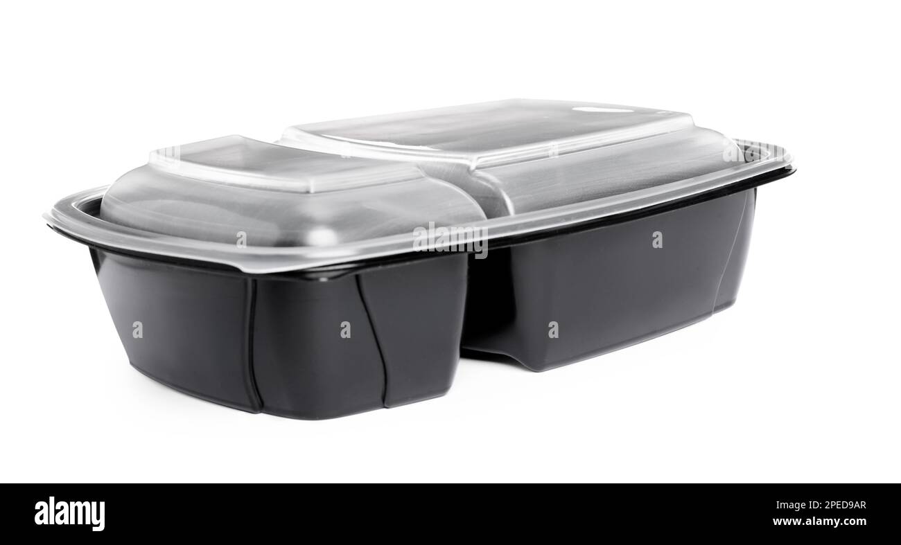 Divided lunch container with lid on white background Stock Photo Alamy
