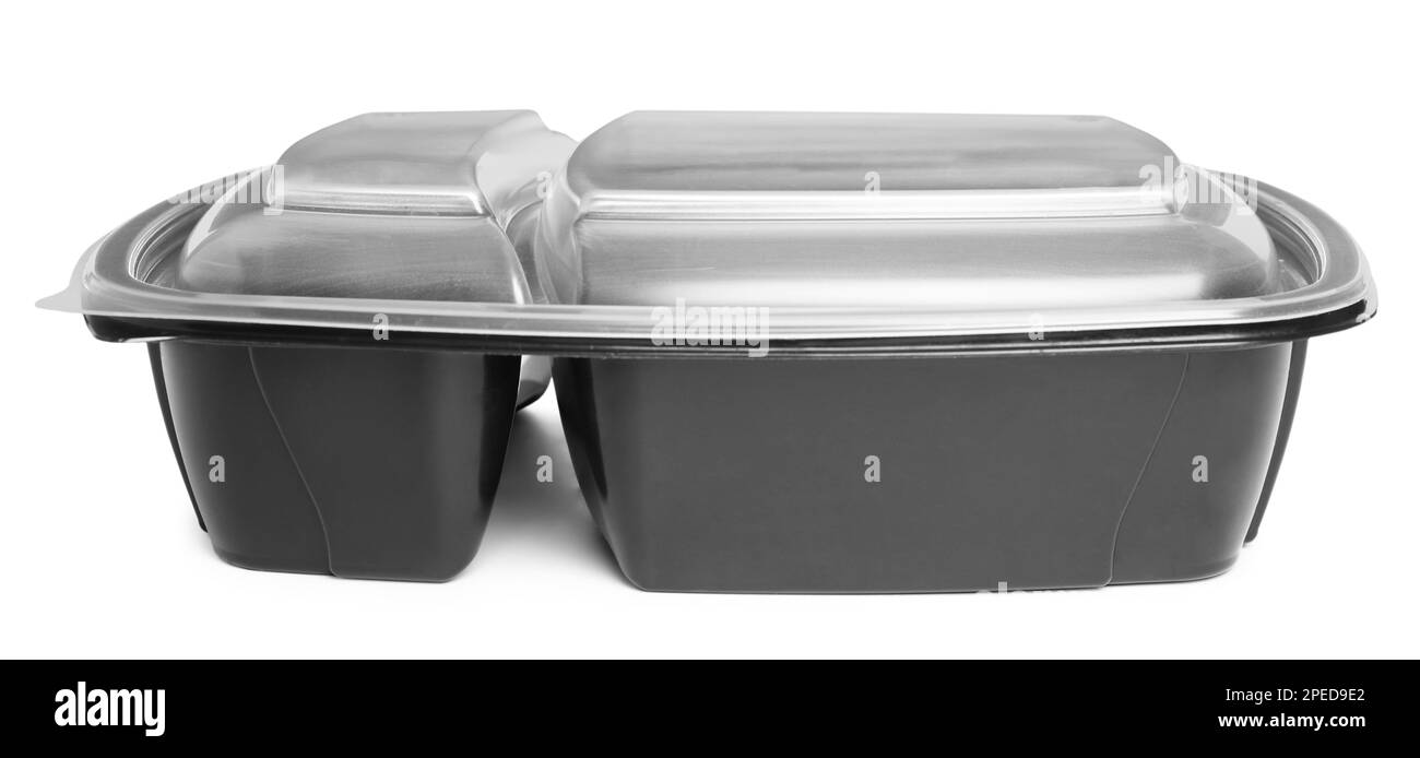 Divided lunch container with lid on white background Stock Photo Alamy