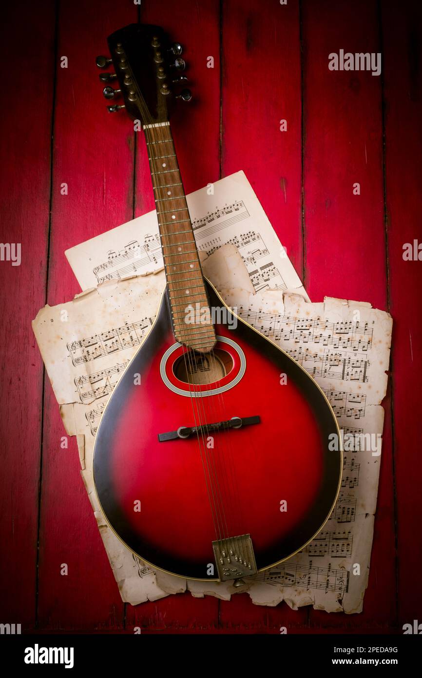 Red On Red Mandolin Stock Photo