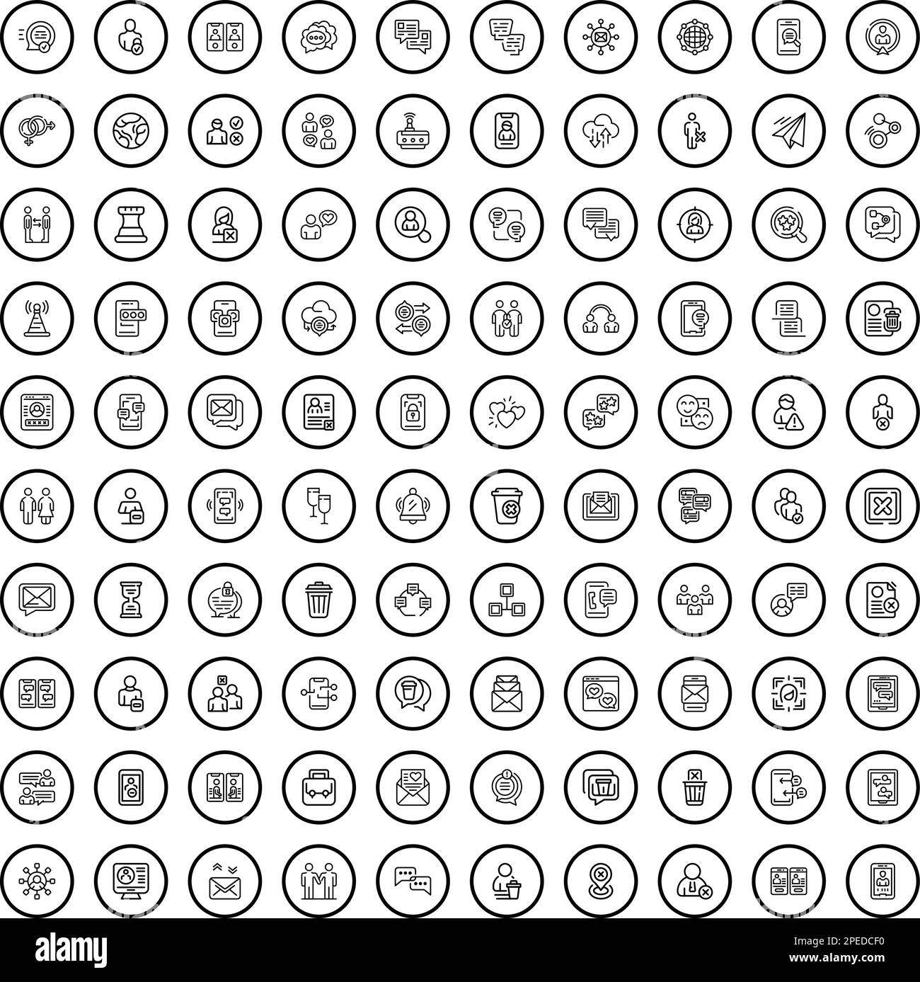 100 internet icons set. Outline illustration of 100 internet icons ...