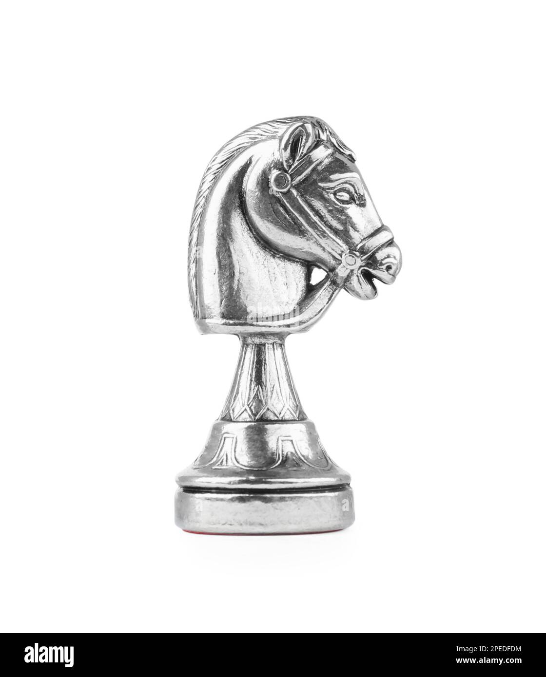Silver knight isolated on white. Chess piece Stock Photo