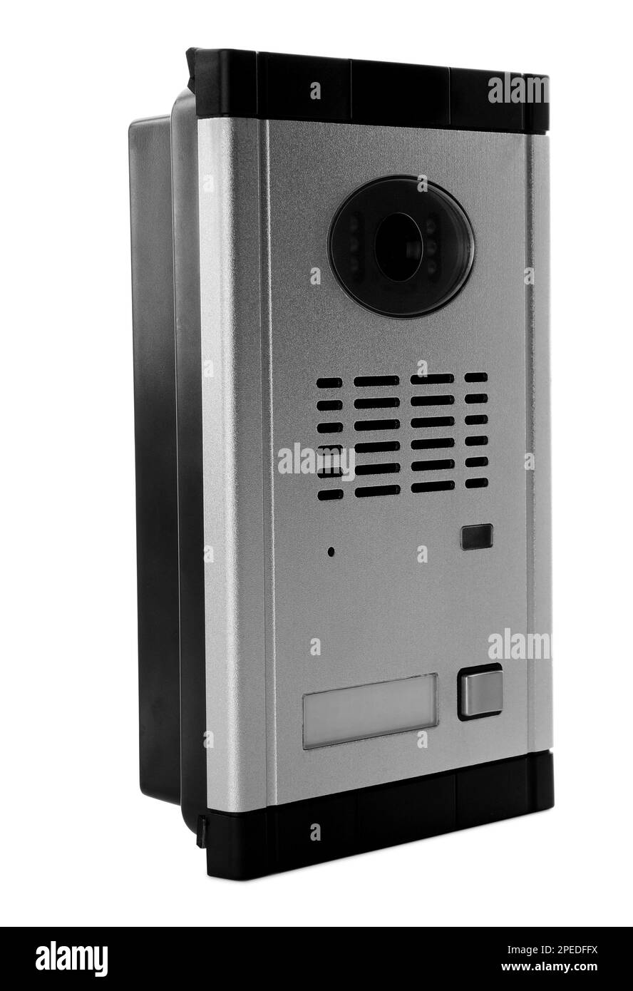 Door station of modern intercom isolated on white Stock Photo - Alamy