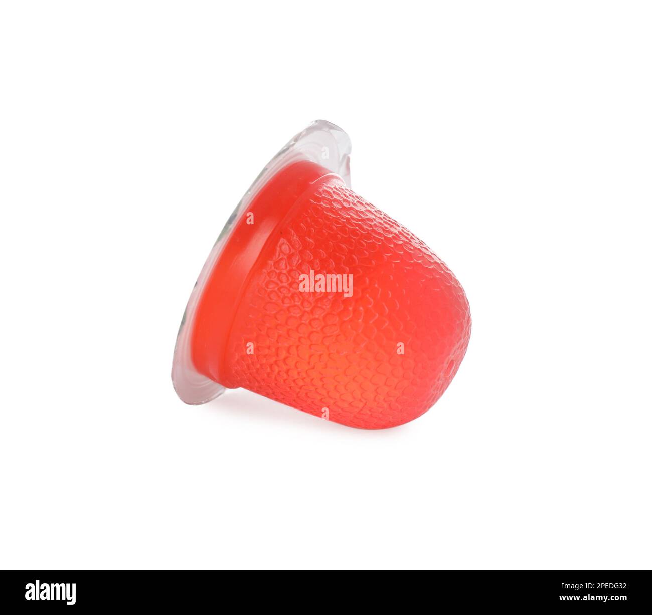 Delicious red jelly cup isolated on white Stock Photo Alamy