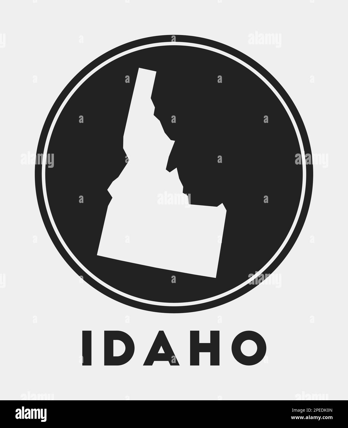 Idaho icon. Round logo with us state map and title. Stylish Idaho badge