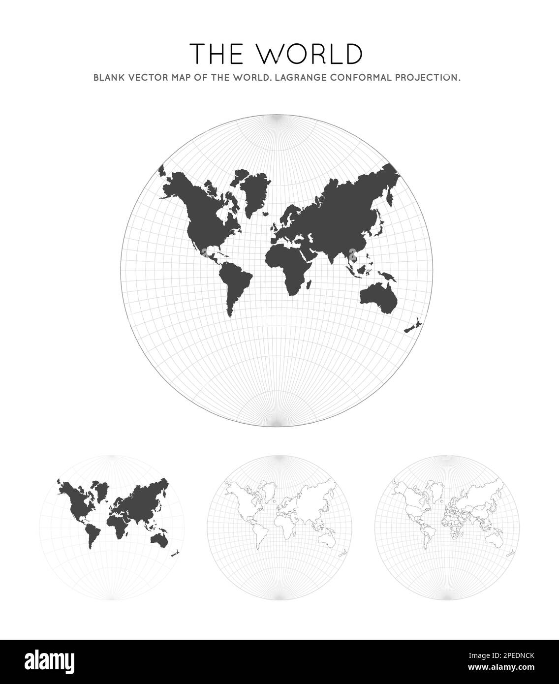 Map of The World. Lagrange conformal projection. Globe with latitude