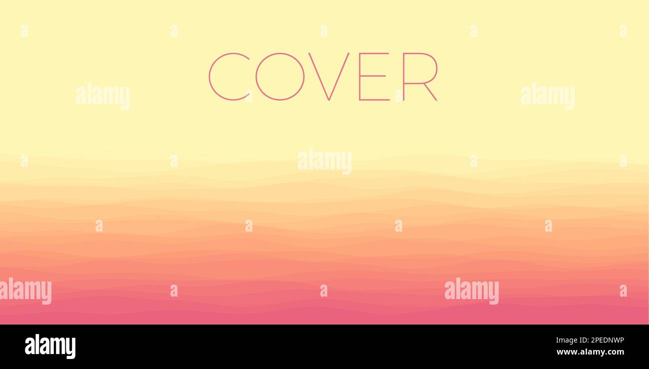 Abstract waves cover. Horizontal background with curves in pink and ...