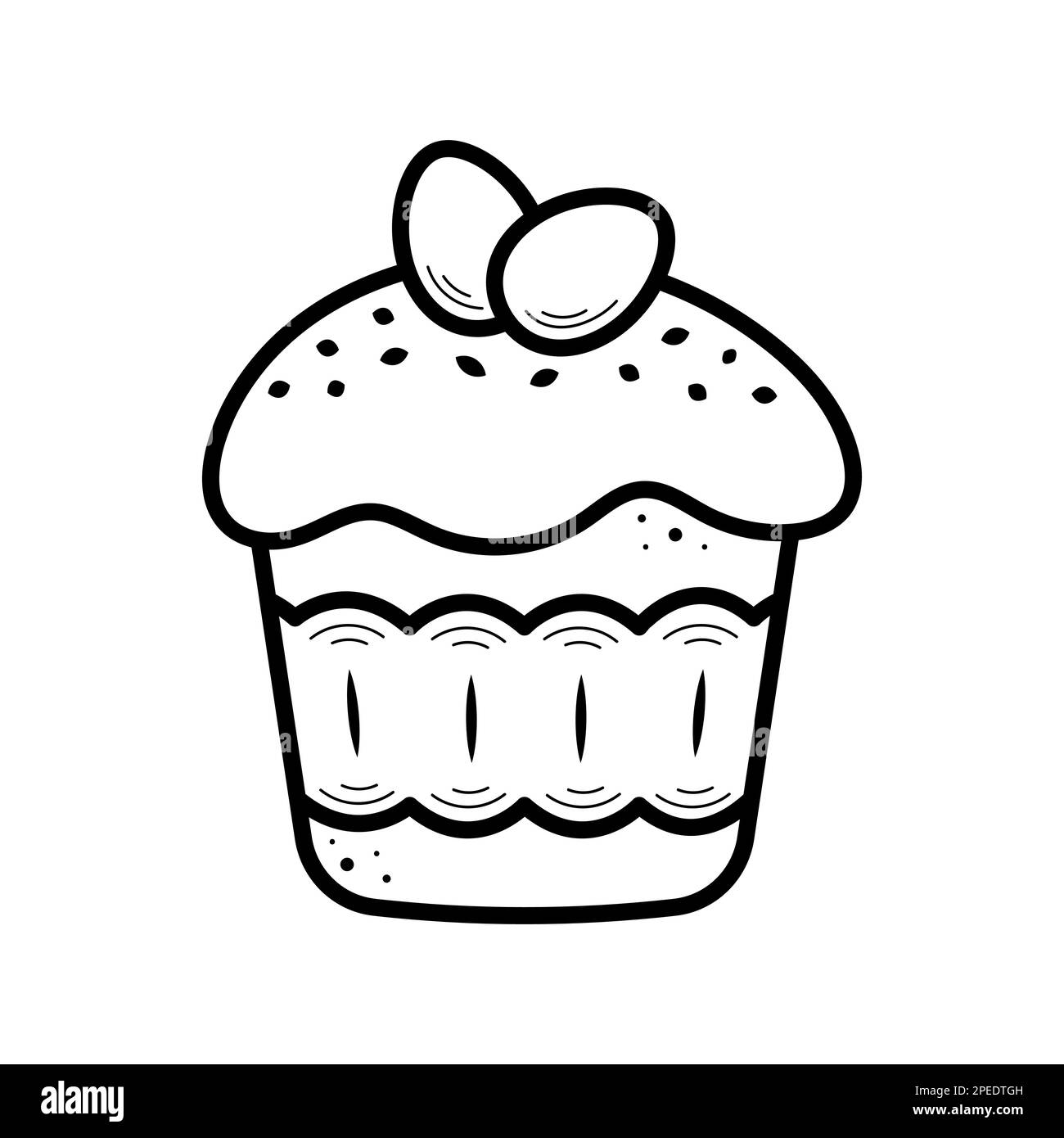 Easter cake. Hand drawn simple icon in sketch style. Isolated vector illustration in doodle line style. Stock Vector