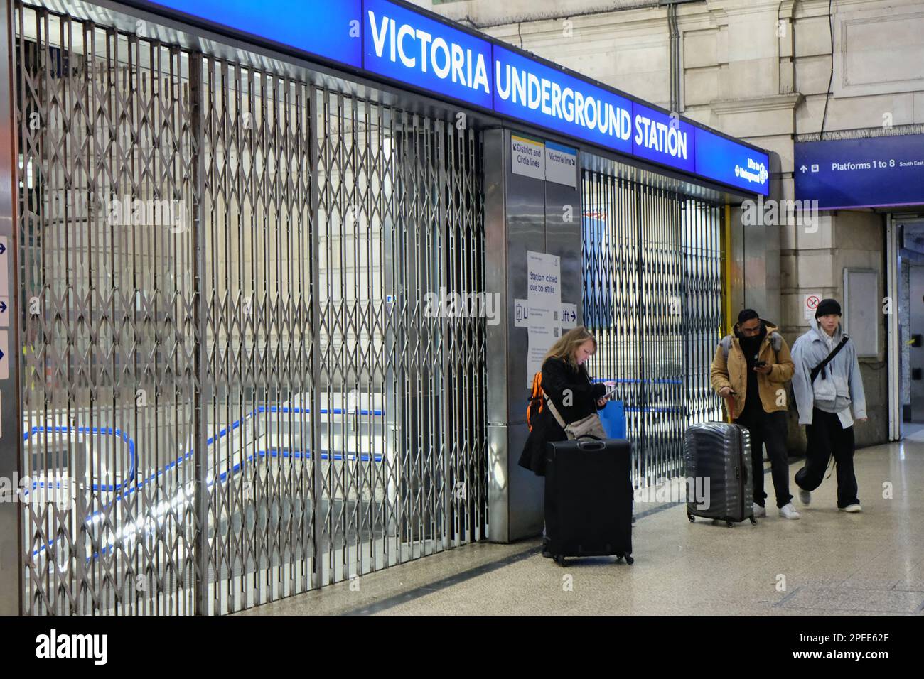Victoria Overground London, UK. 15th March, 2023. A confused passenger plans out another ...